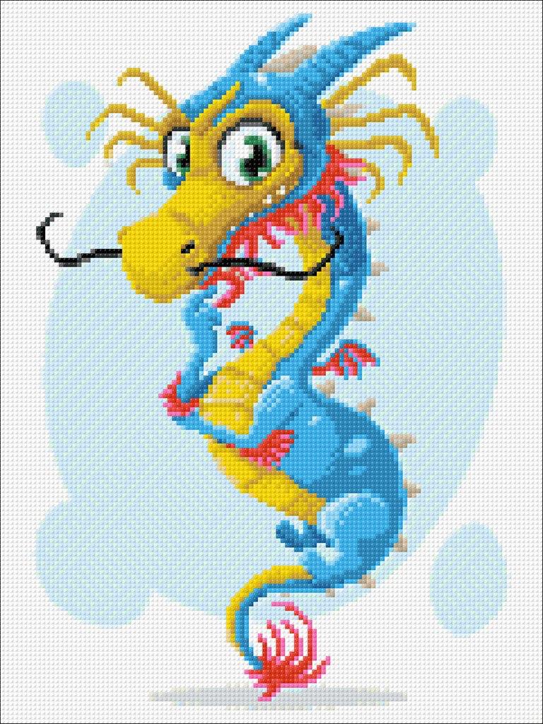 Wise Dragon CS2535 Crafting Spark Diamond Painting kit with self-adhesive canvas, square acrylic diamonds, and crafting tools.